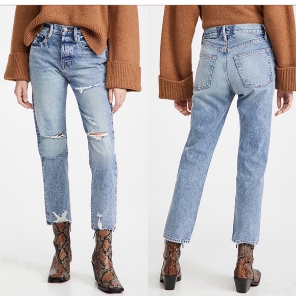 Frame Denim Le Original Straight Leg Jeans Distressed Light Wash 28 - Picture 1 of 8